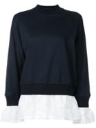 Muveil - Contrast Layer Sweatshirt - Women - Cotton/polyester/polyurethane/rayon - 40, Blue, Cotton/polyester/polyurethane/rayon