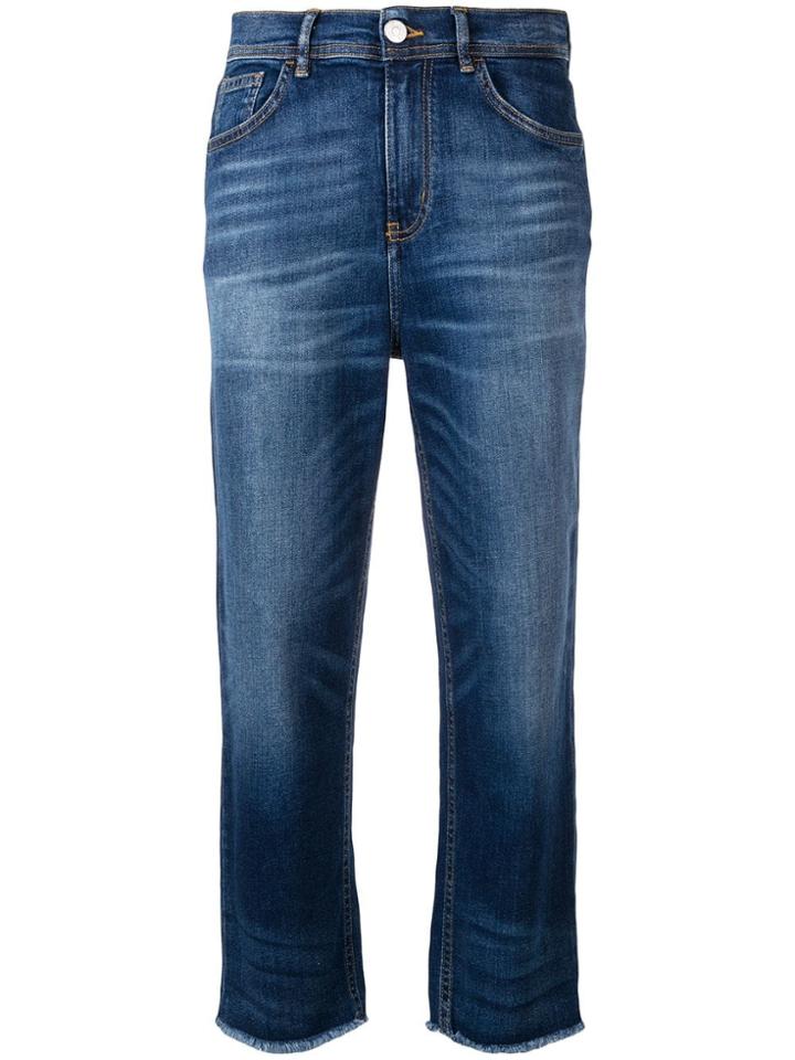 Haikure Frayed Cropped Jeans - Blue