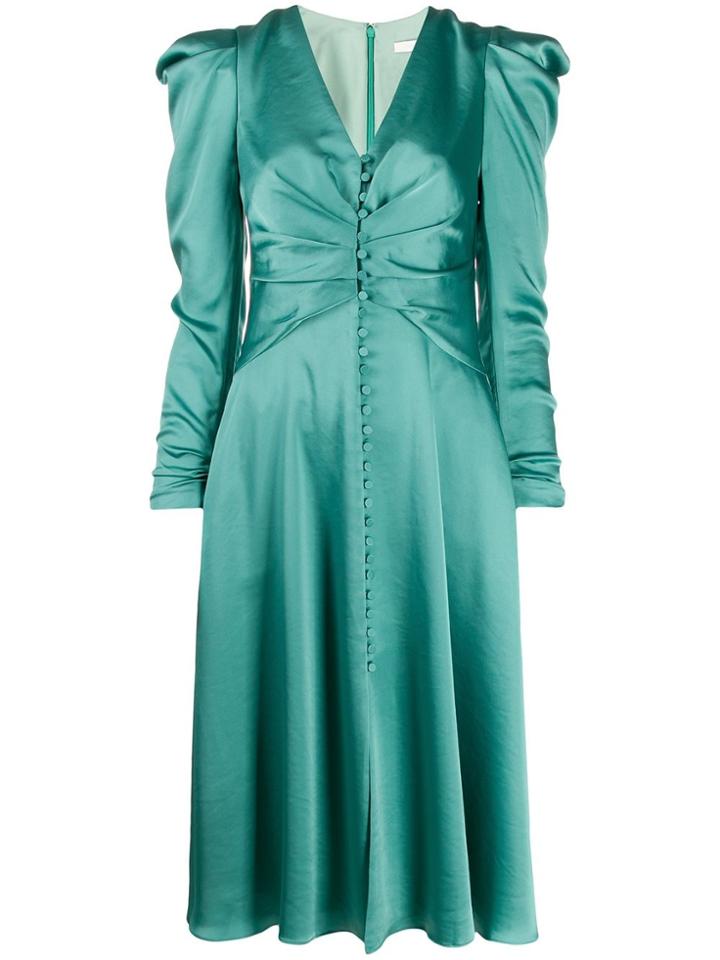 Jonathan Simkhai Satin Gathered Dress - Green