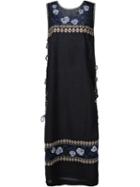 Suno Embroidered Tunic Dress, Women's, Size: 0, Black, Cotton