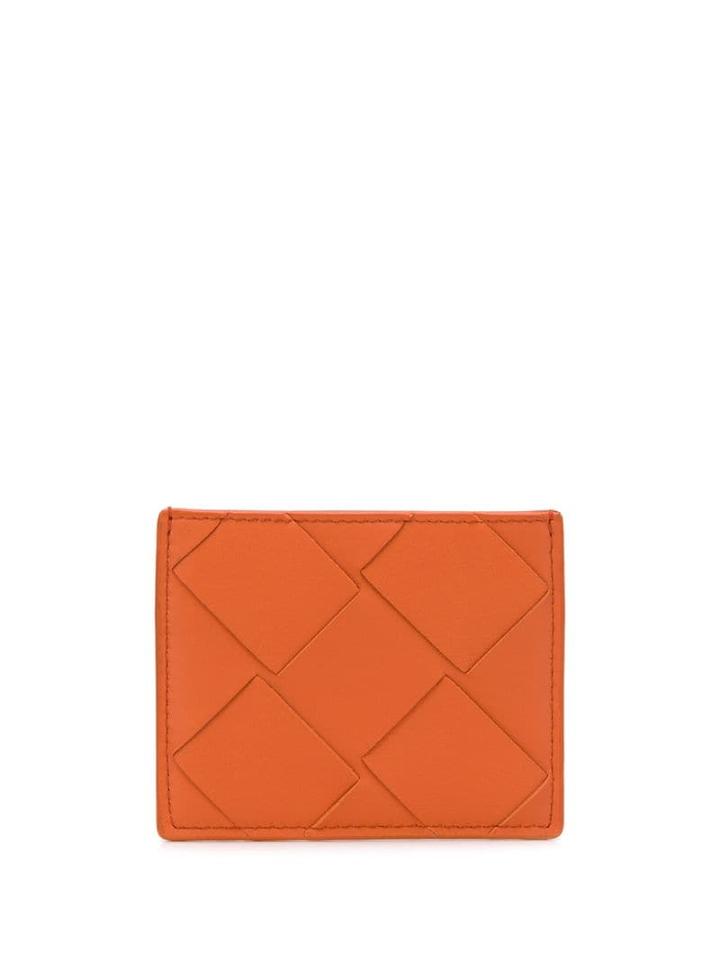 Bottega Veneta Intrecciato Detailed Cardholder - Orange