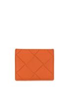Bottega Veneta Intrecciato Detailed Cardholder - Orange