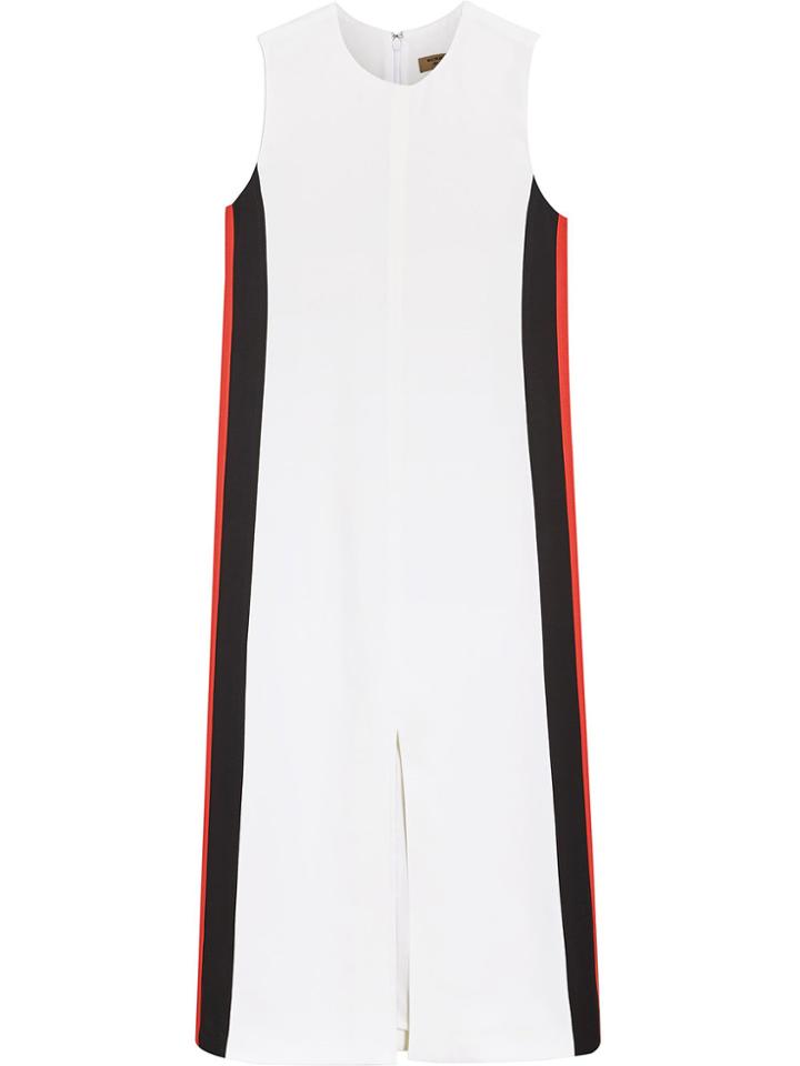 Burberry Stripe Detail Crepe Shift Dress - White