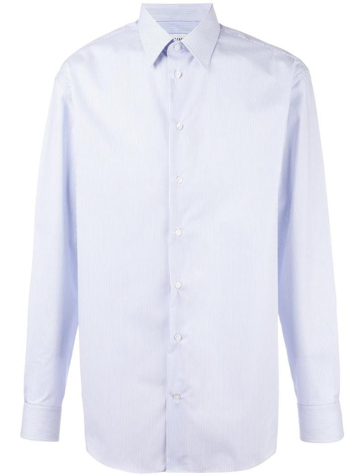 Armani Collezioni Striped Slim Fit Shirt, Men's, Size: 41, Blue, Cotton/spandex/elastane