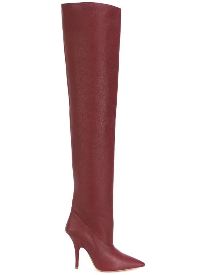 Yeezy Stiletto Over The Knee Boots - Red