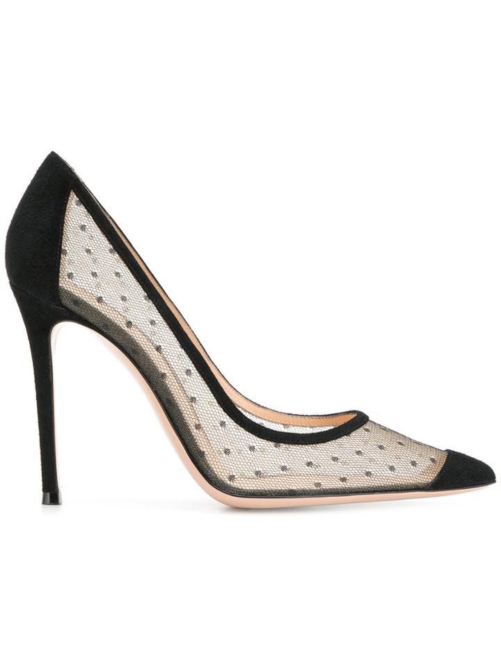 Gianvito Rossi Point D'esprit Pumps - Black