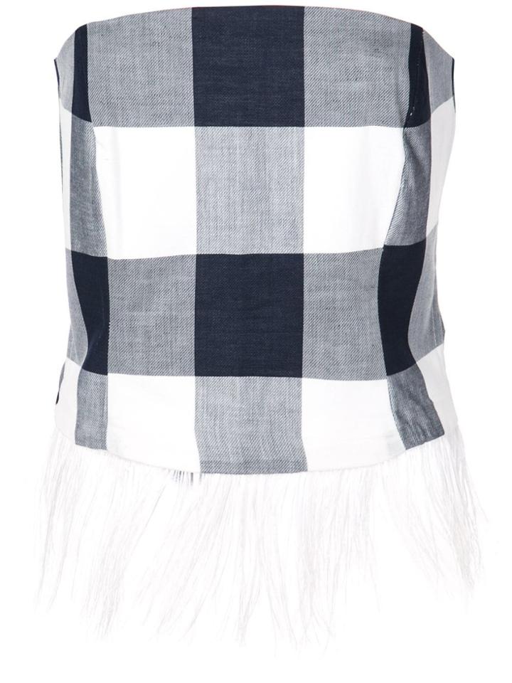 Sara Roka Checked Strapless Top - Blue