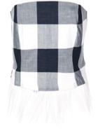 Sara Roka Checked Strapless Top - Blue