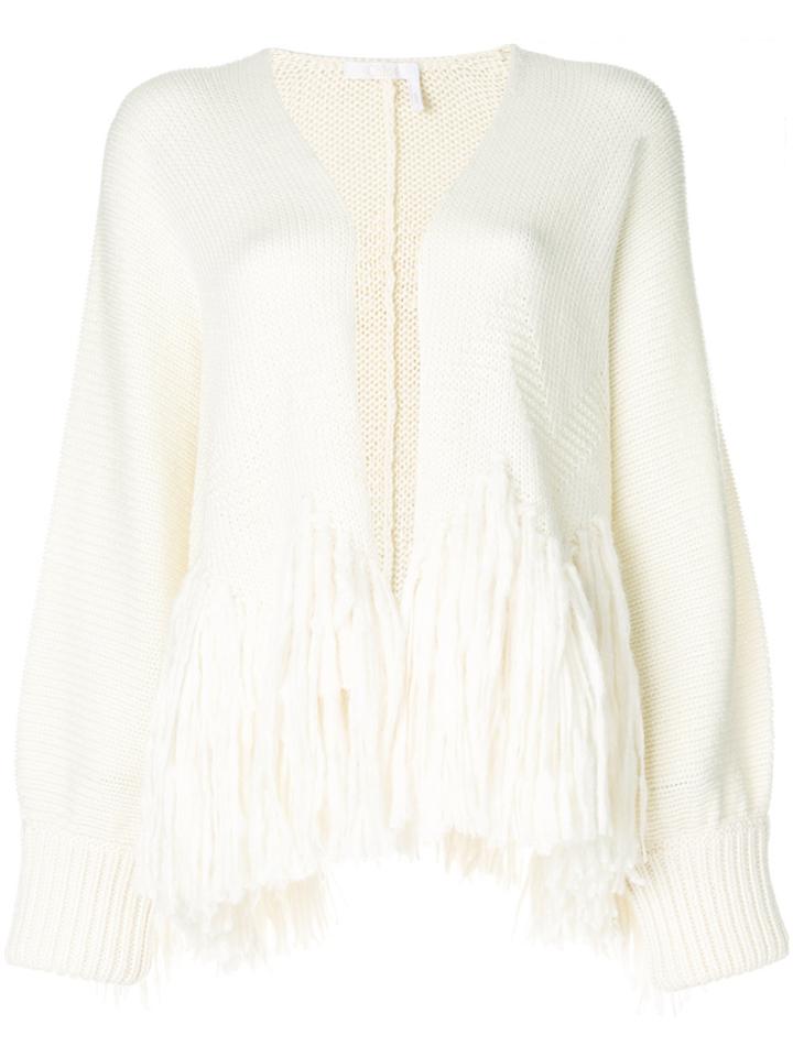 Chloé Fringed Cardigan - White