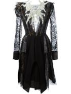 Hussein Bazaza Sequin Embellished Floral Lace Dress