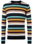Roberto Collina Striped Ribbed Jumper, Men's, Size: 48, Cashmere