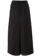 Yohji Yamamoto Wide-legged Cropped Trousers, Women's, Size: 2, Black, Cotton