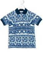 Dolce & Gabbana Kids - Majolica Print Polo Shirt - Kids - Cotton - 4 Yrs, Blue