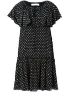 See By Chloé Ruffled Floral Print Dress, Women's, Size: 36, Black, Viscose/acetate/silk