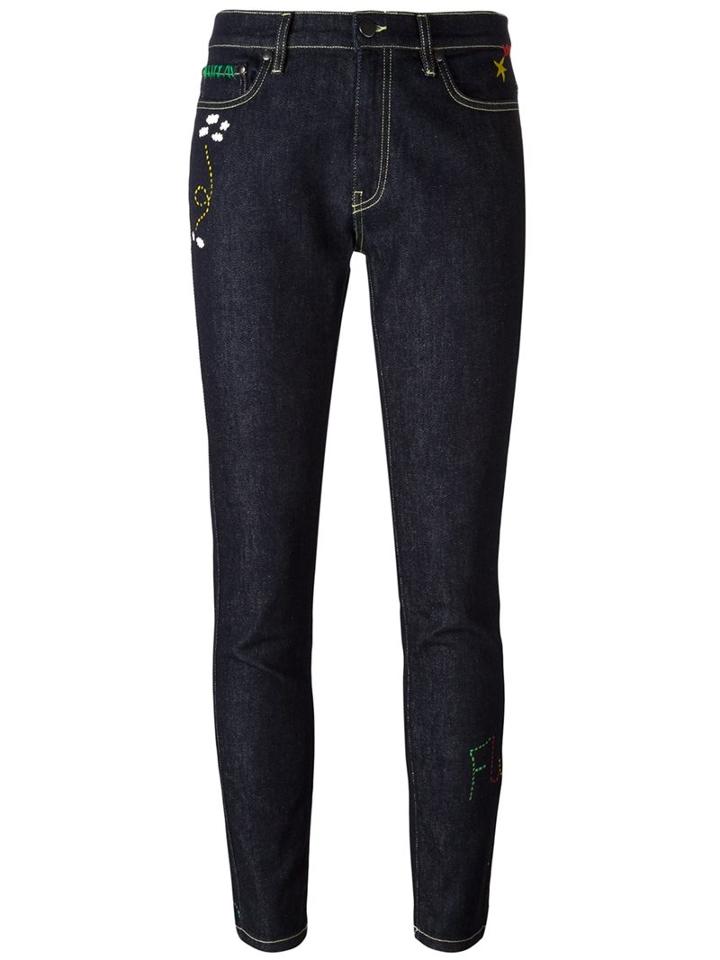 Mira Mikati Embroidered Rocket Skinny Jeans, Women's, Size: 40, Blue, Cotton/spandex/elastane