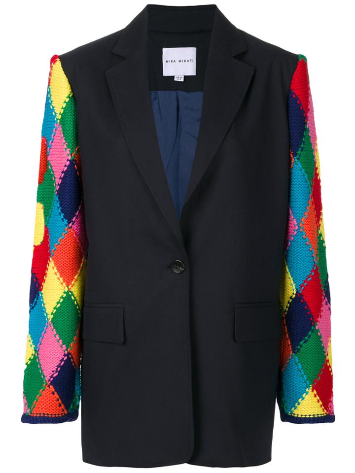 Mira Mikati Knitted Sleeve Blazer - Blue