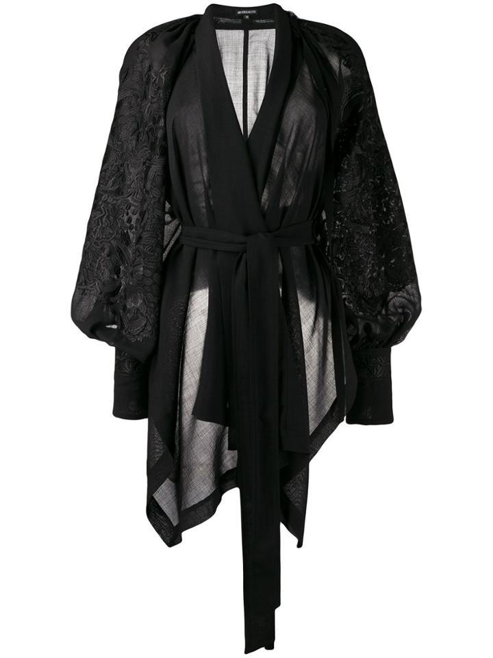 Ann Demeulemeester Embroidered Wrap Top - Black