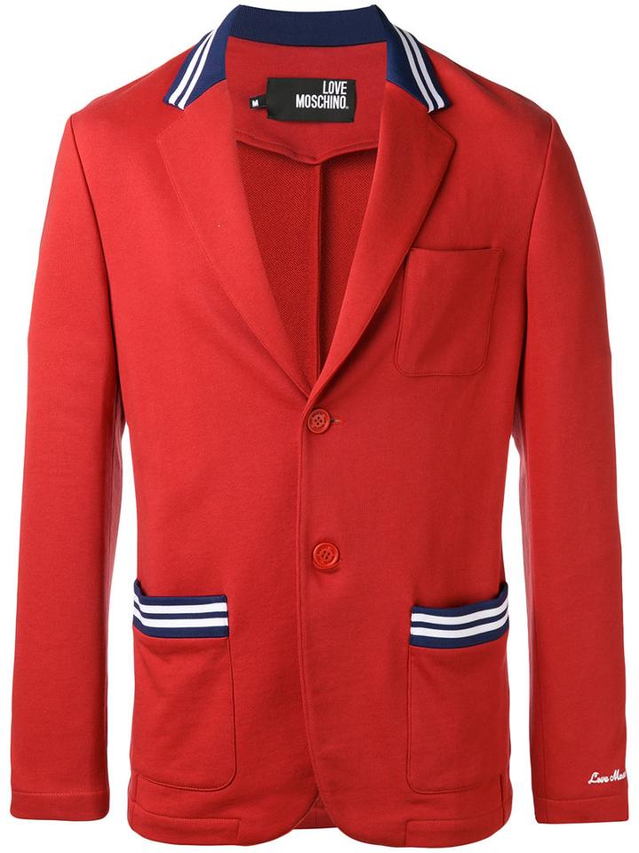 Love Moschino Two Button Blazer, Men's, Size: Small, Red, Cotton/polyester/spandex/elastane/cotton