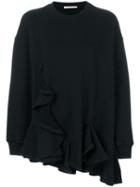 Givenchy - Asymmetric Ruffle Trim Sweatshirt - Women - Cotton - M, Black, Cotton