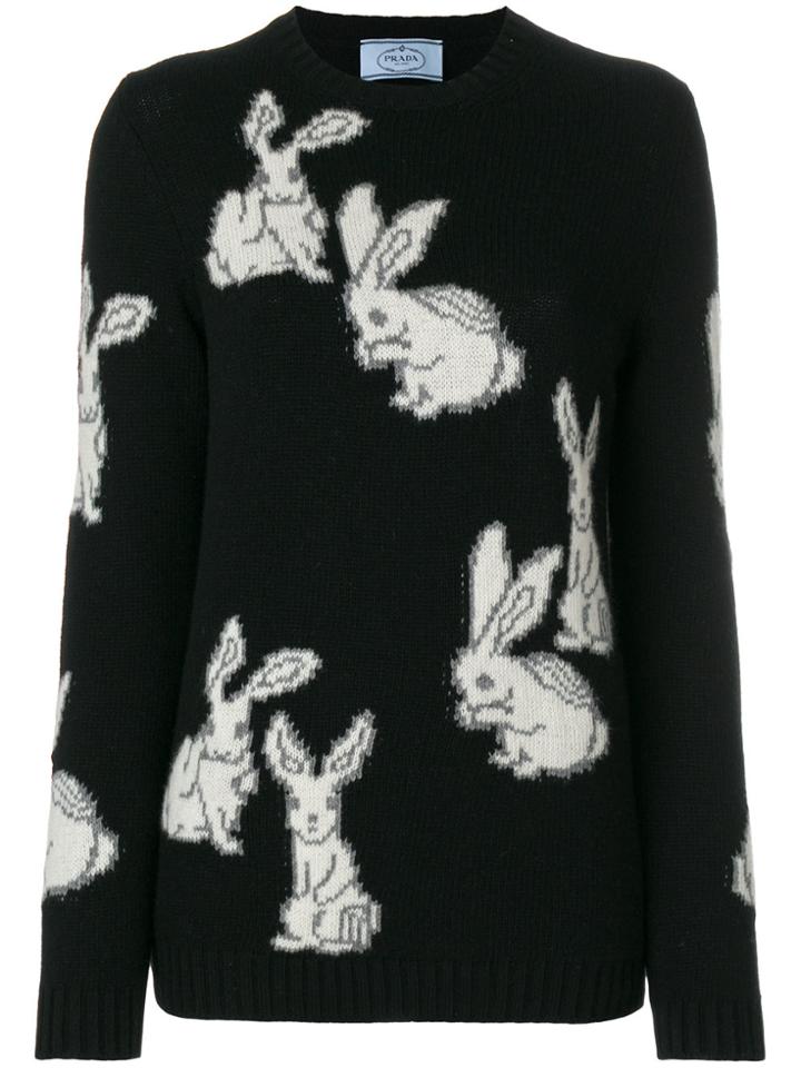 Prada Rabbit Intarsia Jumper - Black