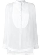 Givenchy Bib Detail Sheer Blouse, Women's, Size: 36, White, Cotton/silk