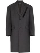Raf Simons Oversized Single Breasted Wool Coat - Grey