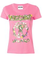 Moschino Floral Print Logo T-shirt - Pink & Purple