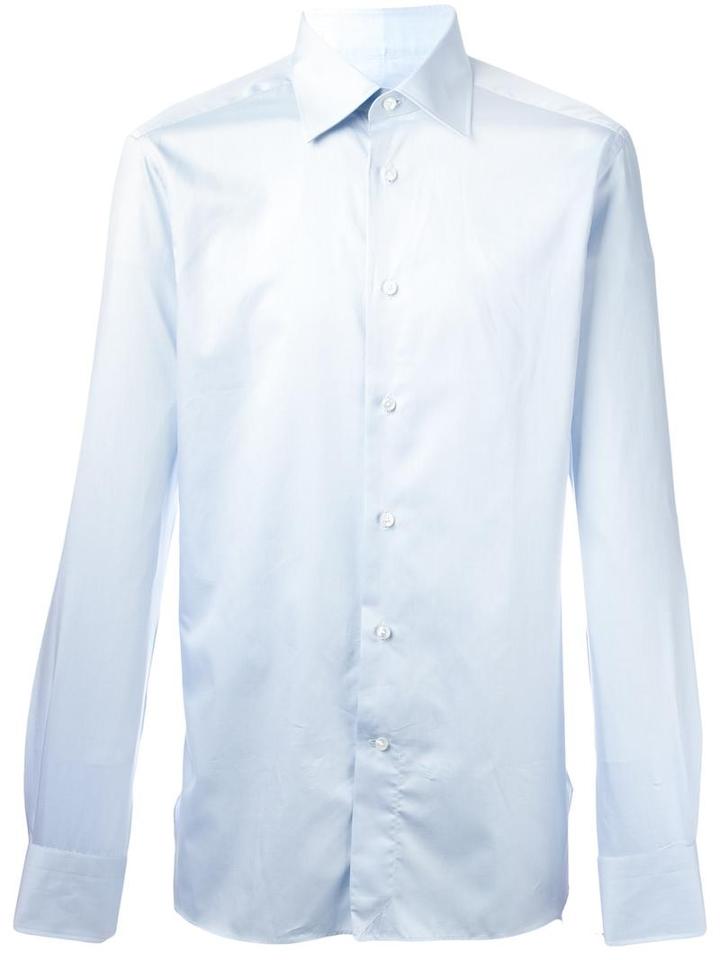 Ermenegildo Zegna Classic Shirt, Men's, Size: 42, Blue, Cotton