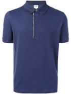 Armani Collezioni Zip Detail Polo Shirt, Men's, Size: Large, Blue, Cotton/spandex/elastane