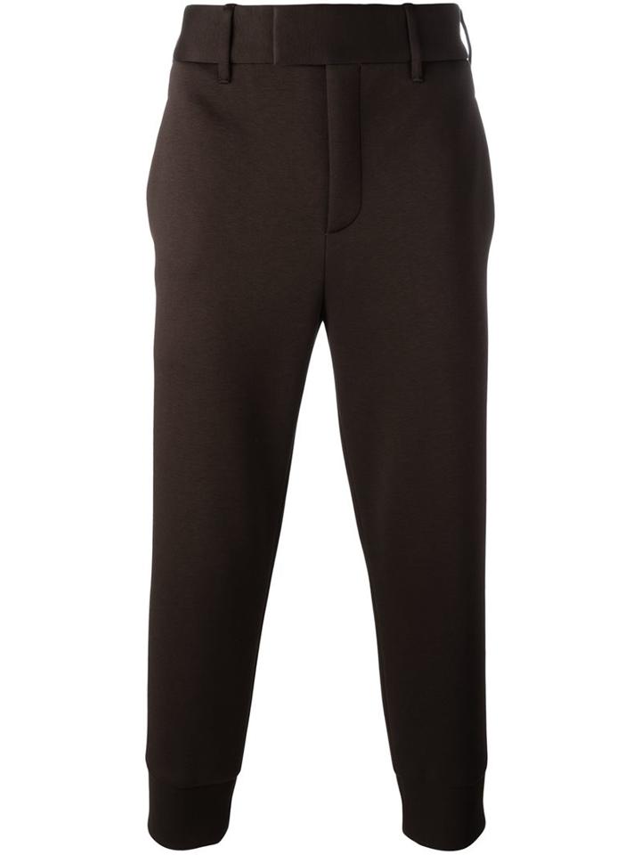 Neil Barrett Skinny Fit Trousers, Men's, Size: 50, Brown, Cotton/viscose
