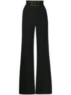Elisabetta Franchi Logo Patch Palazzo Trousers - Black