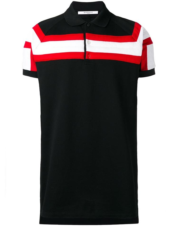 Givenchy Contrast Striped Panel Polo Shirt, Men's, Size: Small, Black, Cotton/polyester
