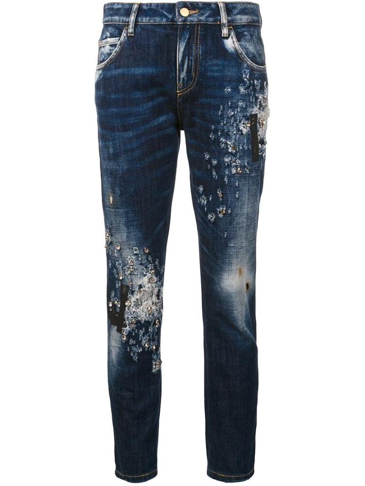 Amen Ripped Skinny Jeans, Women's, Size: 38, Blue, Cotton