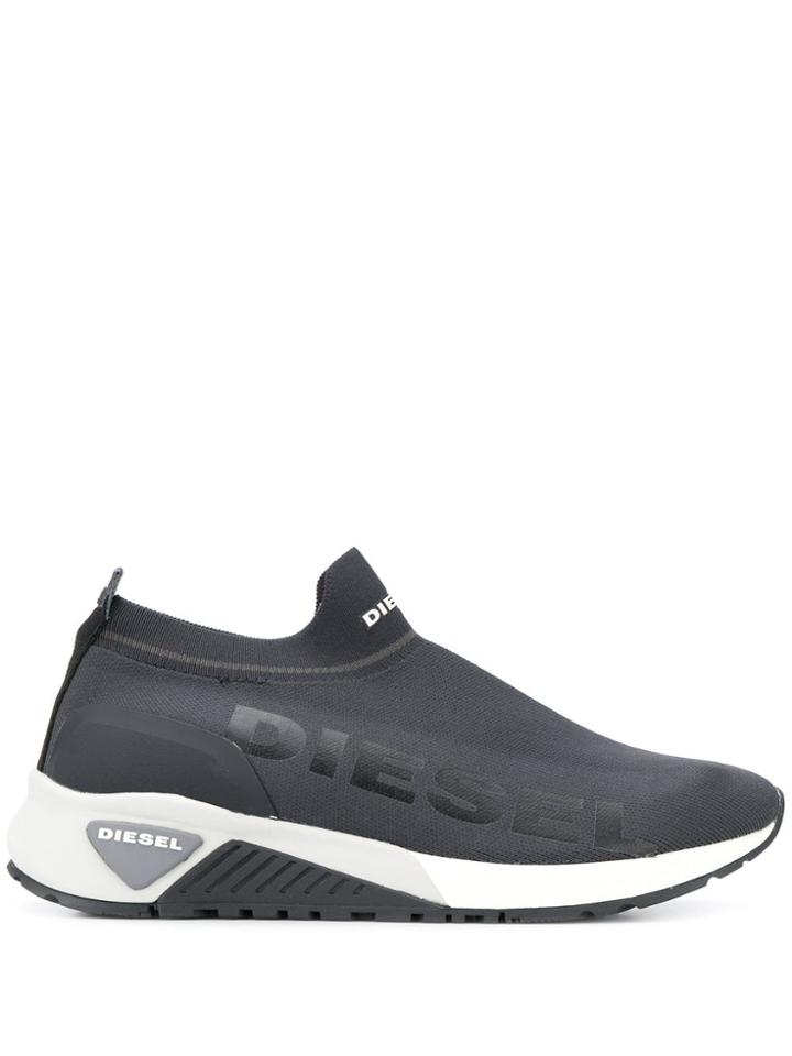 Diesel Logo Print Sock Sneakers - Blue