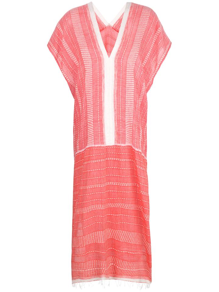 Lemlem Contrast Trim Striped Dress - Red