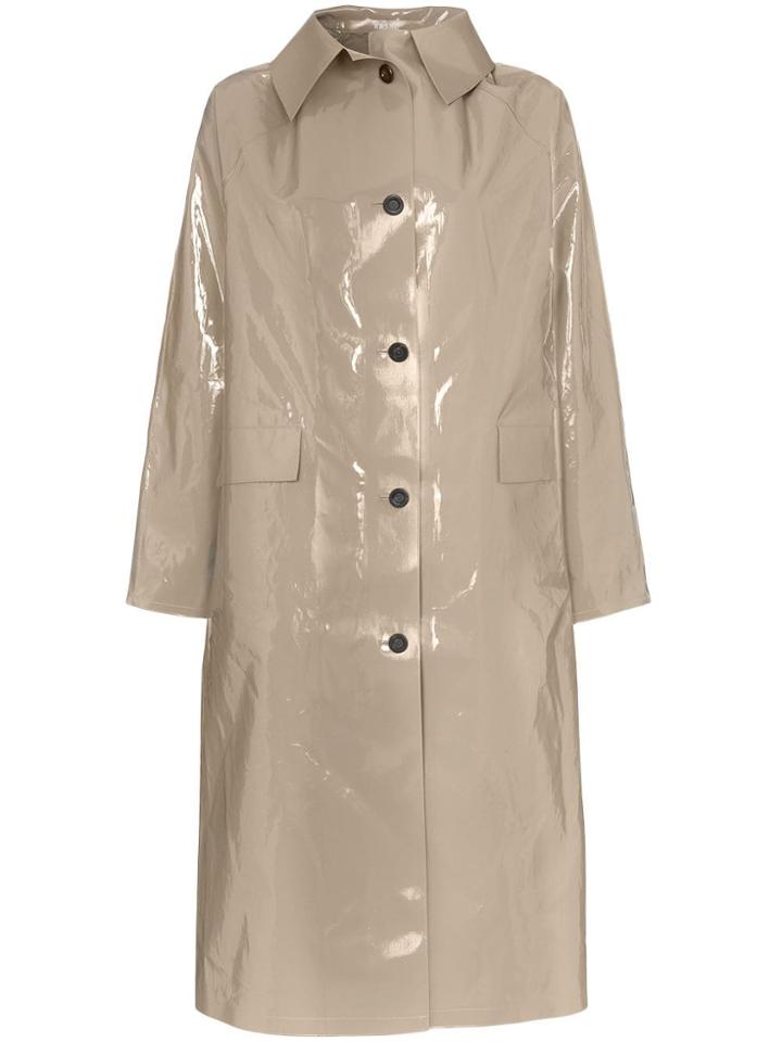 Kassl Editions Patent Buttoned Cotton Blend Coat - Grey