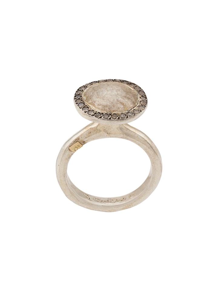 Rosa Maria Pavé Set Plate Ring - Silver