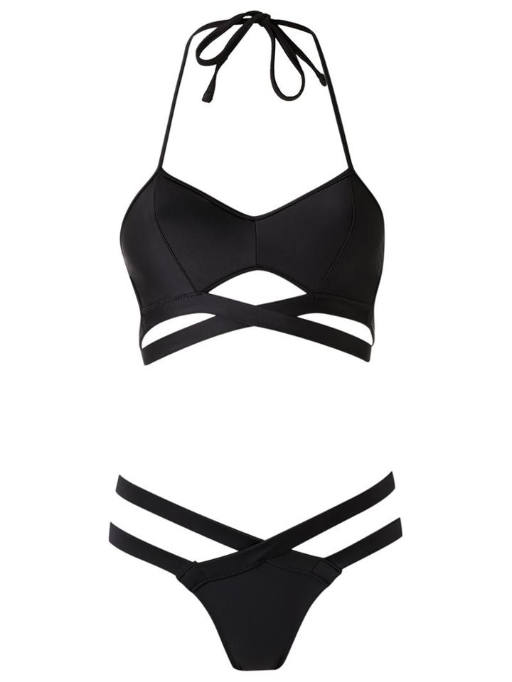 Janiero Strappy Bikini Set, Women's, Size: P, Black, Polyamide/spandex/elastane