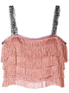 Marco De Vincenzo Cropped Fringed Top - Brown