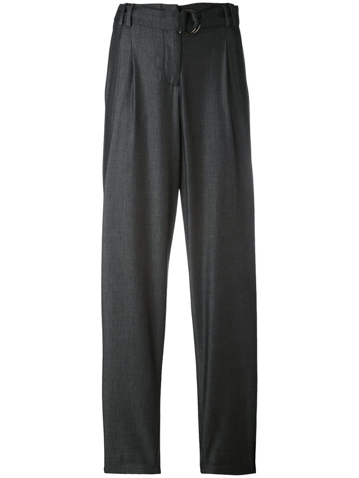 Emporio Armani - Slouched Trousers - Women - Cotton/polyester - 38, Grey, Cotton/polyester