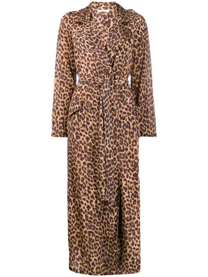 Mes Demoiselles Leopard Print Trench Coat - Brown
