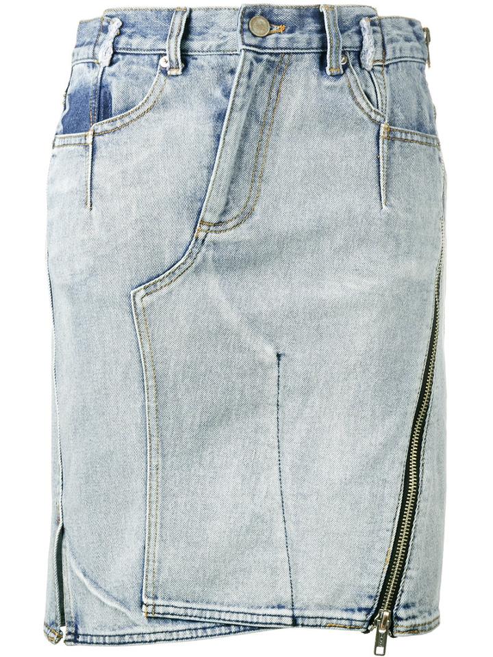 3.1 Phillip Lim - Deconstructed Denim Skirt - Women - Cotton - 2, Blue, Cotton