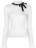 Red Valentino Bow Ribbed Jumper - White
