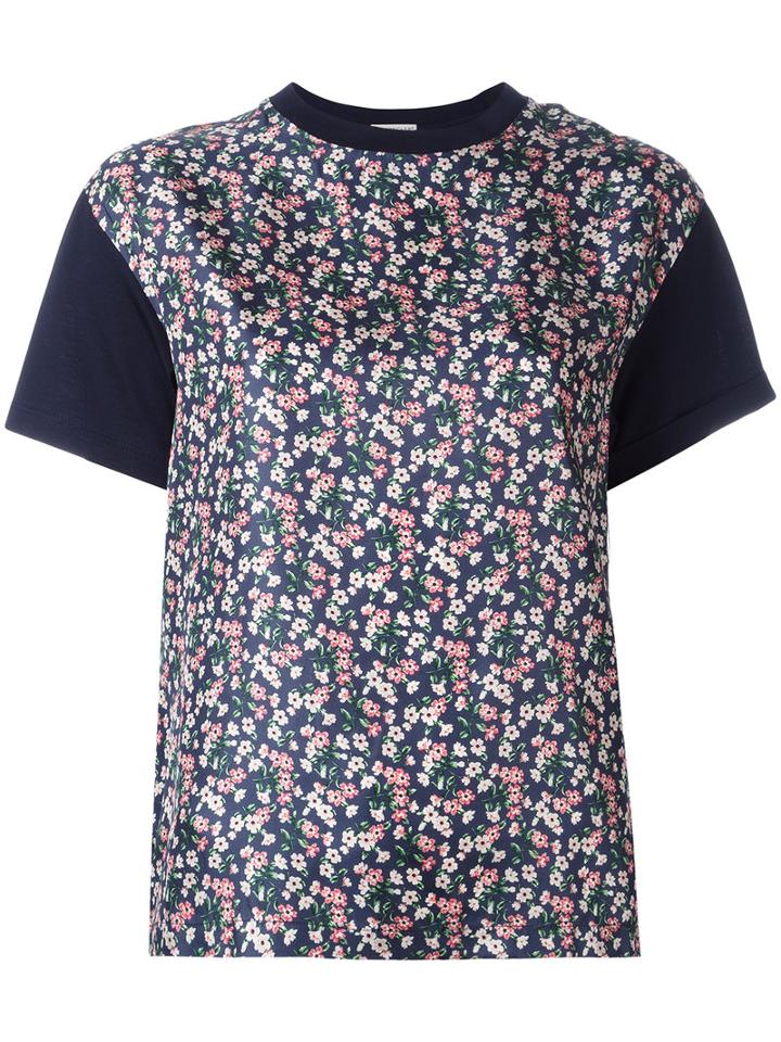 Moncler Printed Panel T-shirt, Size: Medium, Blue, Silk/cotton