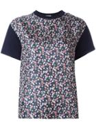 Moncler Printed Panel T-shirt, Size: Medium, Blue, Silk/cotton