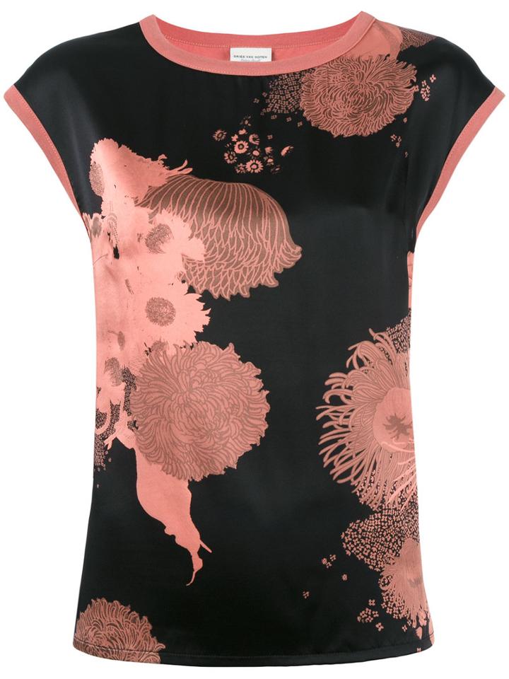 Dries Van Noten Floral Print Top, Women's, Size: Xs, Yellow/orange, Silk/cotton