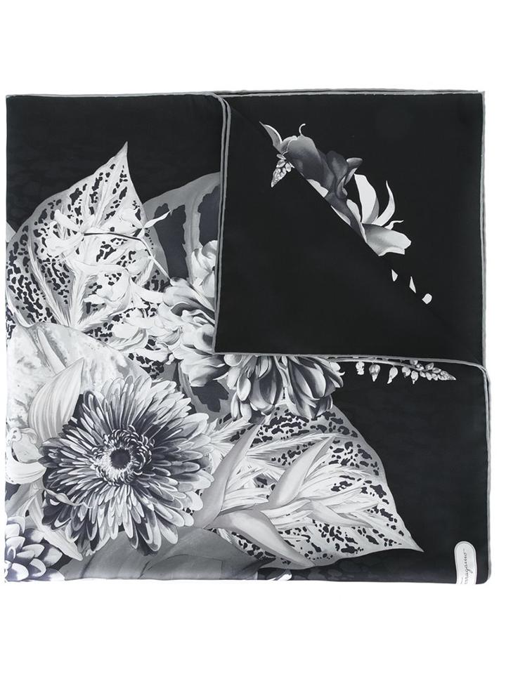 Salvatore Ferragamo Floral Print Scarf, Women's, Black, Silk
