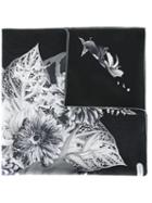 Salvatore Ferragamo Floral Print Scarf, Women's, Black, Silk