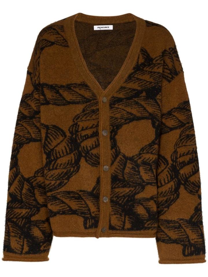 Pronounce Infinity Rope Knitted Cardigan - Brown