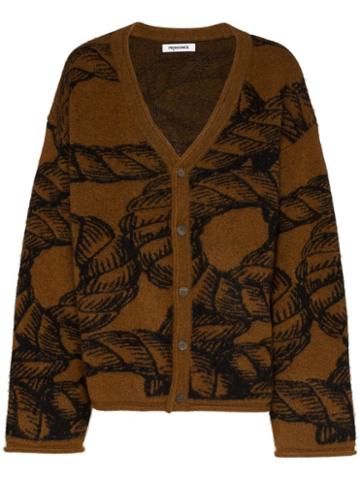 Pronounce Infinity Rope Knitted Cardigan - Brown